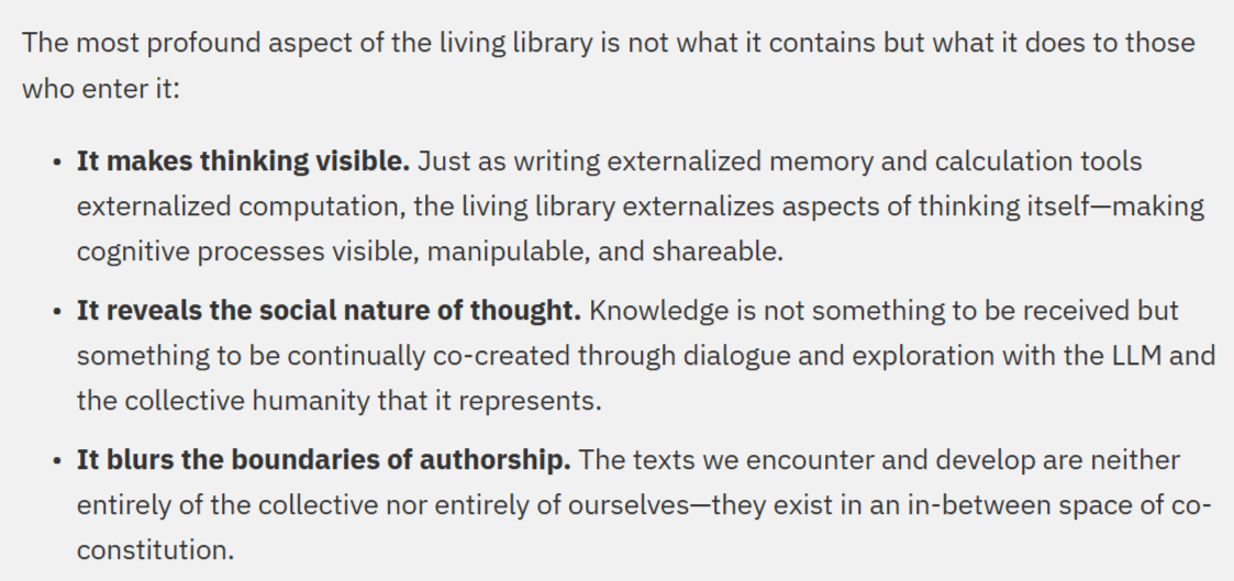 Thumbnail of The Living Library: LLMs at the Intersection of Individual and Collective Knowledge — Dragonfly Thinking