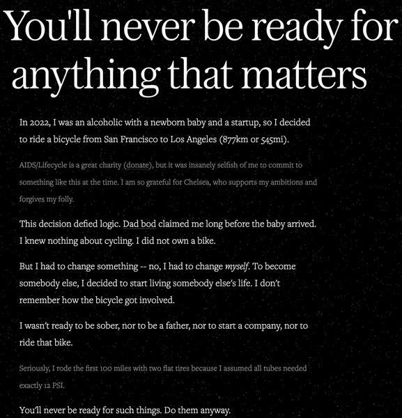 Thumbnail of You'll never be ready for anything that matters