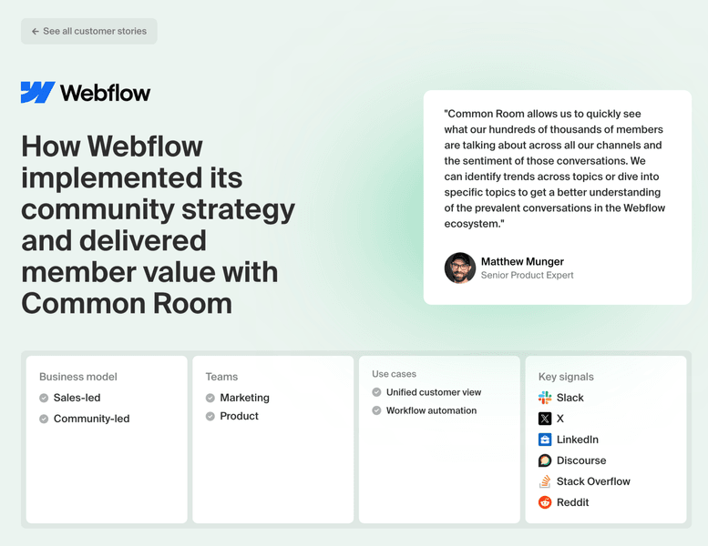Thumbnail of How Webflow implemented its community strategy and delivered member value with Common Room | Common Room