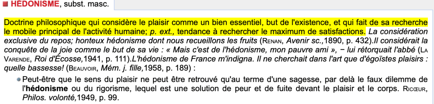 Thumbnail of HÉDONISME : Définition de HÉDONISME