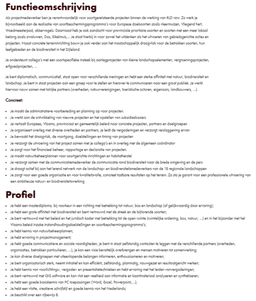 Thumbnail of Vacature Projectmedewerker Biodiversiteit | Regionaal Landschap Dijleland