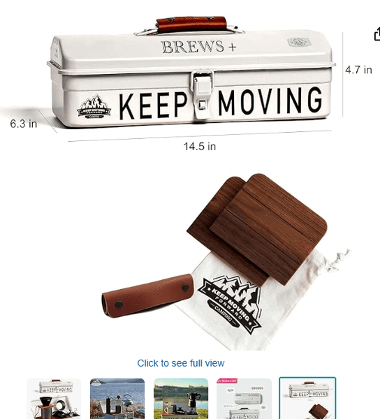 Thumbnail of CKEASCIN Portable Metal Retro Camping Coffee Tool Box, 14 inches, Doubles as Coffee Table, Wood Laminate Top, for Hand Drip Coffee and Camping