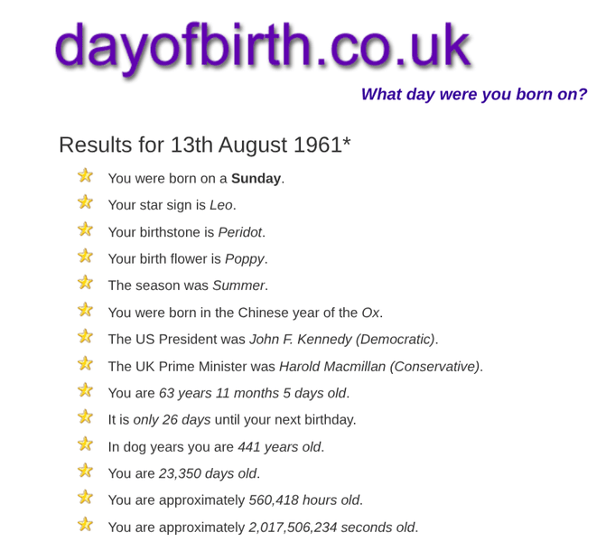 Thumbnail of DayOfBirth.co.uk