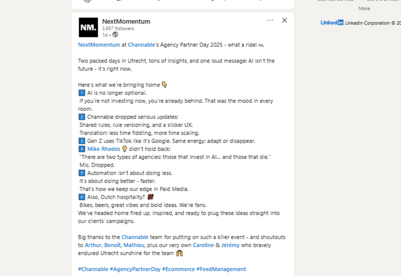 Thumbnail of feed updates