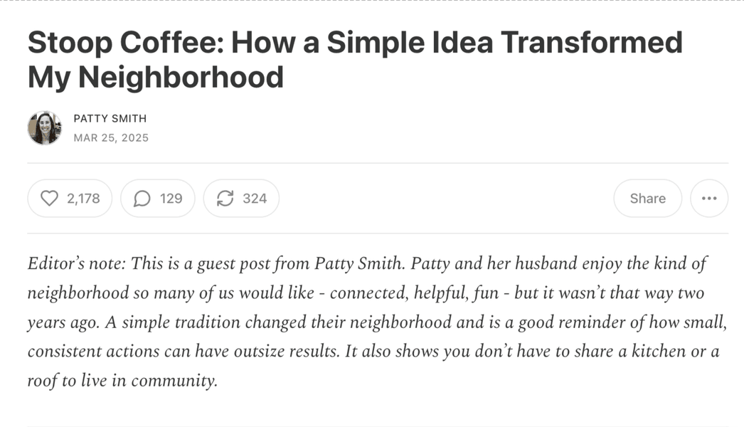 Thumbnail of Stoop Coffee: How a Simple Idea Transformed My Neighborhood