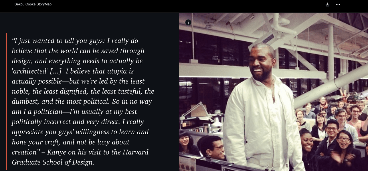 Thumbnail of Sekou Cooke StoryMap