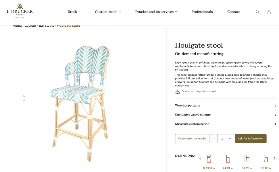 Thumbnail of Houlgate stool | Maison Louis Drucker
