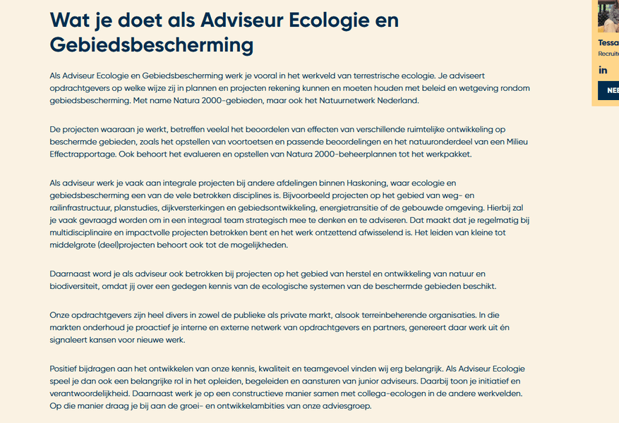 Thumbnail of Adviseur Ecologie en Gebiedsbescherming