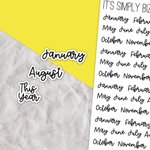 Thumbnail of Monthly Text Stickers, Script Sticker Sheet, Bujo Stickers, Bullet Journal Text, Months of the Year, Yearly Stickers, Functional Stickers - Etsy UK