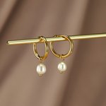 Thumbnail of Freshwater Pearl Bella Hoop Earrings