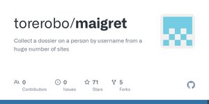 Thumbnail of GitHub - torerobo/maigret: Collect a dossier on a person by username from a huge number of sites