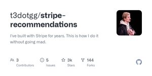 Thumbnail of GitHub - t3dotgg/stripe-recommendations: I've built with Stripe for years. This is how I do it without going mad.