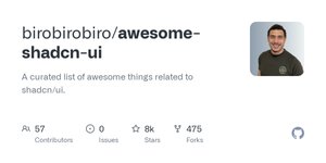 Thumbnail of GitHub - birobirobiro/awesome-shadcn-ui: A curated list of awesome things related to shadcn/ui.