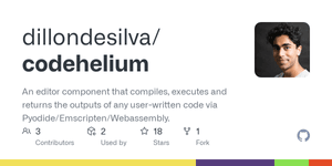 Thumbnail of GitHub - dillondesilva/codehelium: An editor component that compiles, executes and returns the outputs of any user-written code via Pyodide/Emscripten/Webassembly.