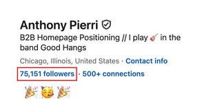 Thumbnail of 75 lessons from hitting 75k followers: innovation, specialization, and more | Anthony Pierri posted on the topic | LinkedIn