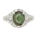 Thumbnail of GIA Certified 3.00 Carat Oval Alexandrite Diamond Halo Gold Engagement Ring