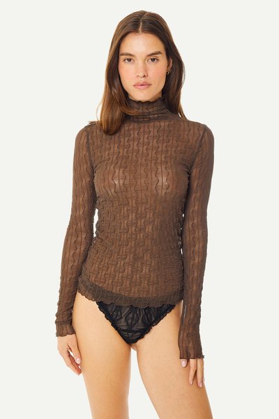 Thumbnail of Ross Mockneck Top in Brown | Find Me Now The Label