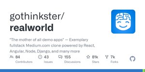 Thumbnail of GitHub - gothinkster/realworld: "The mother of all demo apps" β Exemplary fullstack Medium.com clone powered by React, Angular, Node, Django, and many more