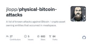 Thumbnail of GitHub - jlopp/physical-bitcoin-attacks: A list of known attacks against Bitcoin / crypto asset owning entities that occurred in meatspace.