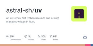 Thumbnail of GitHub - astral-sh/uv: An extremely fast Python package and project manager, written in Rust.