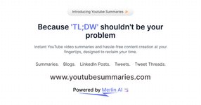 Thumbnail of YouTube Summaries - AI Powered summaries and content generator