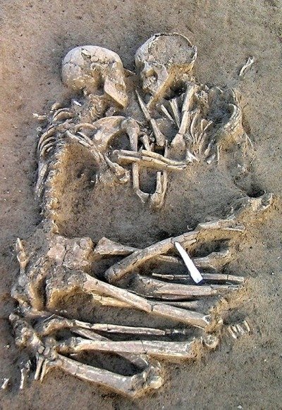 Thumbnail of The Lovers of Valdaro are a 6,000 year old Neolithic skeleton couple who were found buried together in Mantua, Italy. They were both around 20, both 5′2, and had no...