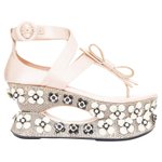 Thumbnail of rare PRADA 2013 Runway pink satin floral petal embellished Geisha platform EU36