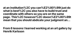 Thumbnail of at an institution, you can’t just do what is best, you also ...