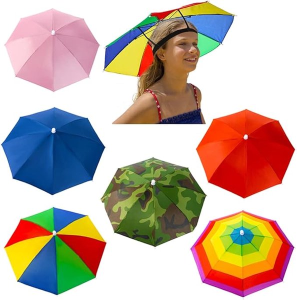Thumbnail of Ysglory 6 Pack Umbrella Hat for Kids Adult Rainbow Colorful Head Umbrella Cap for Sun 20 Inch Diameter Folding Waterproof Elastic Fishing Rain Hats for Outdoor Party Beach Hiking