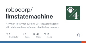 Thumbnail of GitHub - robocorp/llmstatemachine: A Python library for building GPT-powered agents with state machine logic and chat history memory.
