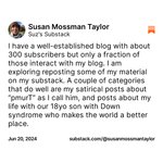 Thumbnail of Susan Mossman Taylor on Substack