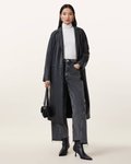Thumbnail of Aire Long Line Leather Coat Black | ALLSAINTS