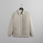 Thumbnail of Kith Pinstripe Linen Long Sleeve Boxy Collared Overshirt - Light Heather Grey
