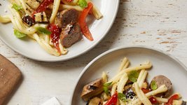 Thumbnail of Pasta with Grilled Sausage, Peppers and Eggplant
