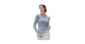 Thumbnail of Amazon - SUUKSESS Cloud Cashmere Women Boat Neck Fitted Long Sleeve Shirts Basic Knit Going Out Tops (Ash Blue, M)