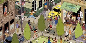 Thumbnail of idle gaze 002: Community thrives through bustling neighbourhoods and casual chatter.