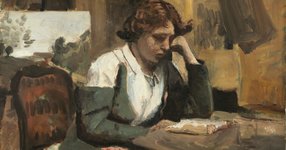 Thumbnail of Woman Reading in the Studio by Jean-Baptiste-Camille Corot