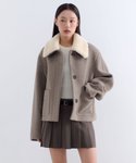 Thumbnail of MUSINSA | MUSINSA STANDARD WOMAN Women's Wool Blend Faux Shearling Collar Short Coat [Taupe]