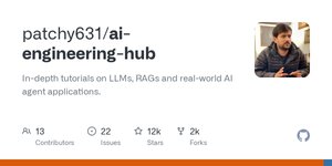 Thumbnail of GitHub - patchy631/ai-engineering-hub: In-depth tutorials on LLMs, RAGs and real-world AI agent applications.