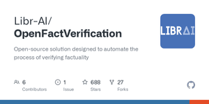 Thumbnail of GitHub - Libr-AI/OpenFactVerification: Open-source solution designed to automate the process of verifying factuality