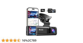 Thumbnail of REDTIGER Dash Cam Front Rear, 4K/2.5K Full HD Dash Camera for Cars, Included 32GB Card, Built-in Wi-Fi GPS, 3.18” IPS Screen, Night Vision, 170°Wide Angle, WDR, 24H Parking Mode(F7NP)