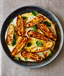 Thumbnail of Gegrilde courgettes met warme yoghurt en saffraanboter