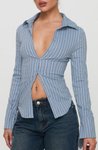 Thumbnail of Princess Polly Madlin Stripe Long Sleeve Button-Up Shirt