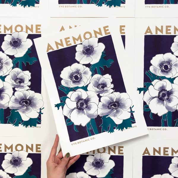 Thumbnail of Anemone Floral Illustration Riso Print By Yve Print Co.