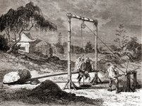 Thumbnail of Chinese Workers in the 19th Century Digging a Well for the Extraction of Salt Water, from 'Les Merveilles de la Science', Published c.1870