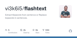 Thumbnail of GitHub - vi3k6i5/flashtext: Extract Keywords from sentence or Replace keywords in sentences.