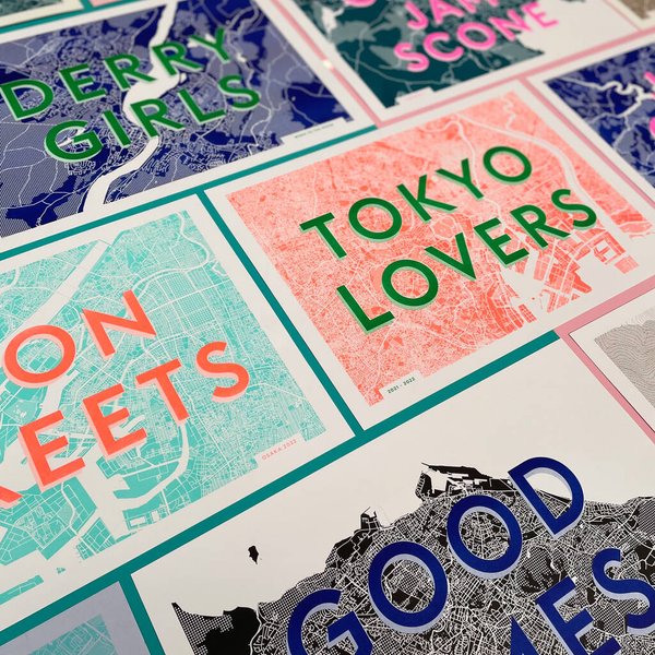 Thumbnail of Risograph Typography Travel Map Print By Yve Print Co.