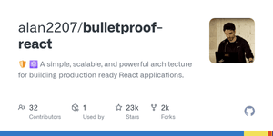 Thumbnail of GitHub - alan2207/bulletproof-react: 🛡️ ⚛️ A simple, scalable, and powerful architecture for building production ready React applications.