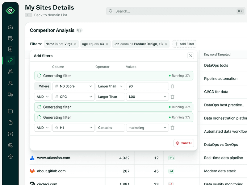 Thumbnail of Ai Agent - Advanced filters for Saas dashboard table