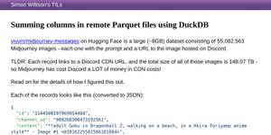 Thumbnail of Summing columns in remote Parquet files using DuckDB